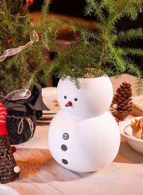 森空间小型雪人花盆玩偶摆件室内客厅桌面装饰美陈可爱风装饰摆设