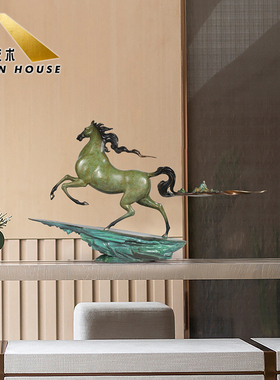 纯铜马摆件马到成功样板房艺术品客厅办公室开业礼品进门玄关摆件