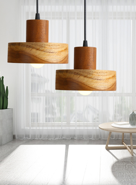 皇吉柚木木质灯具餐厅灯实木简约吊灯单头玄关灯卧室床头HJ2011