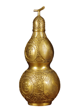 黄铜八卦葫芦摆件百福葫芦开盖空心大号客厅招财办公室玄关装饰品