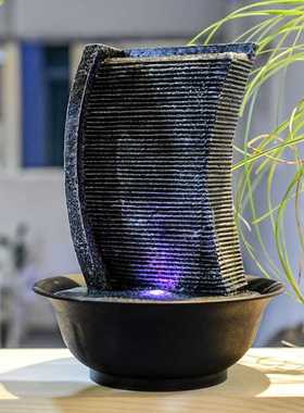 新品循环水流简约假山几何家居风水球工艺品办公室桌面小摆件流水