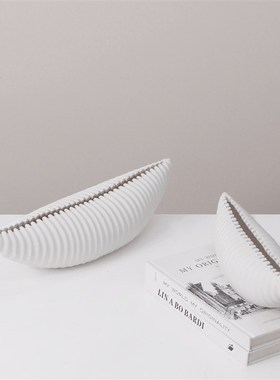 梵其简约现代贝壳形陶瓷几何摆件样板房酒店工艺摆设玄关民宿软装