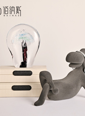 轻奢极简高档琉璃艺术玻璃摆件酒店样板房大堂办公区桌面家居饰品