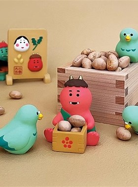 日式猫  节分 福鬼 福豆 开春大吉桌面拍照道具摆件