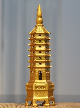 纯铜文昌塔摆件全黄铜家用书桌客厅摆设礼品九层十三层书房9层13