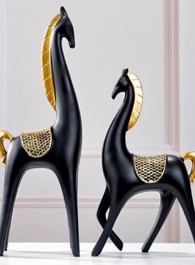 北欧招财情侣马摆件家居客厅入户玄关装饰品摆设乔迁新居开业礼品