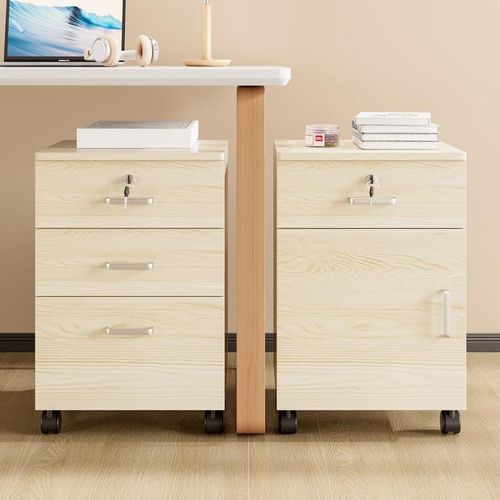 带锁文件柜资料柜办公室置物柜桌下收纳柜储物柜子木质抽屉式矮柜 - 图0