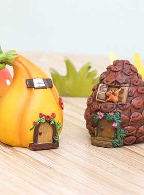 新款直销如果创意可爱卡通小家闲趣树脂蛋糕摆件园艺花盆场景搭配