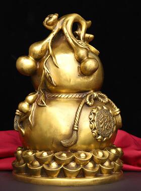 新款直销铜葫芦摆件黄铜福禄元宝富贵吉祥万福家居玄关酒柜办公室