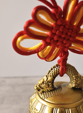 纯黄铜八宝铜铃铛摆件平安钟家居门饰八仙器铜钟大音量家居门庭