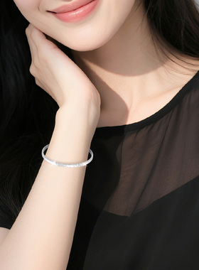 臻汇银足银碎冰冰手镯