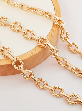 14K包金保色大麻花粗链条可拆卸半成品手工散链DIY手链项链锁骨链