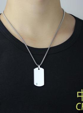 吊坠项链牌照片刻字军钛钢男潮身份情侣个性铭牌饰品钨金狗牌男士