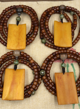 西藏牦牛骨手串108颗八大守护神本命佛吊坠牌子藏式牛角手链项链