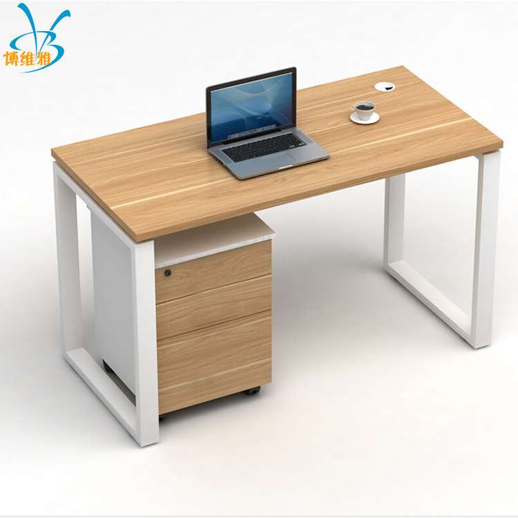钢木结合办公桌椅组合简约现代办公室员工位单人位电脑桌财务书桌 - 图2
