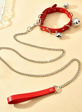 铃铛项圈女情调小狗牵引绳choker狗链m女性感风sm男狗链项圈颈环