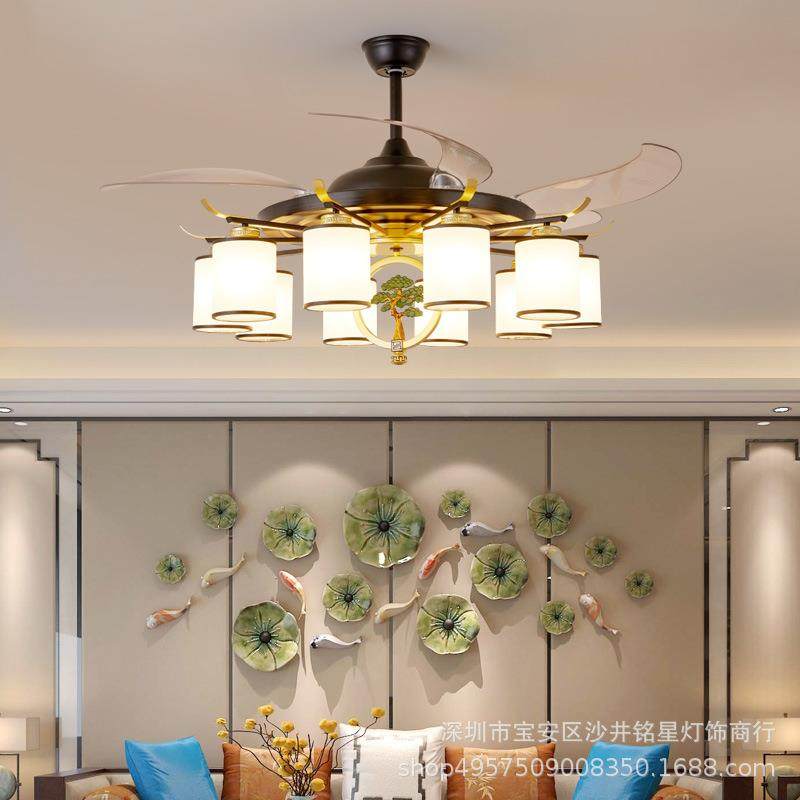 直销新款新中式风扇灯客厅吊扇灯中国风卧室书房家用餐厅风扇吊灯,淘宝优惠券,粉丝福利购,淘宝优惠卷