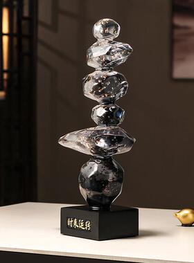 直销新款石来运转书房办公室石头摆件轻奢高档客厅电视柜玄关高级