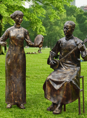 户外仿铜雕塑玻璃钢仿古人物摆件民俗文化公园广场旅游景区装饰品