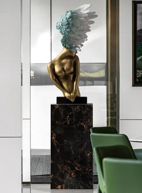 创意轻奢艺术人物雕塑摆件天使设计师落地软装样板间客厅大堂
