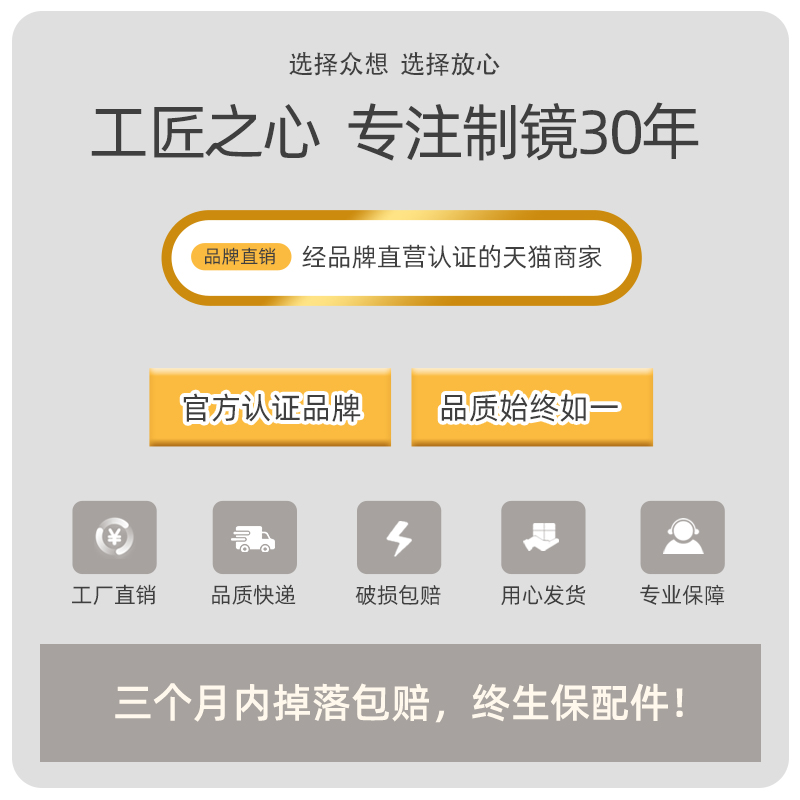 众想轻奢椭圆形无框穿衣镜壁挂式全身镜家用贴墙高清防爆镜子挂墙 - 图3