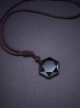 ZRM Fashion Black Obsidian Pendant Necklace Obsidian Star