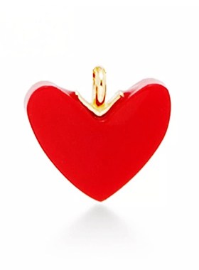 ahkah深田恭子纯银项链女 珊瑚小红心爱心锁骨链桃心吊坠