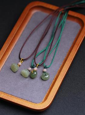 项链天然和田玉吊坠平安扣莲蓬简约款女可调节短文艺男女项坠范风
