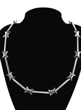 荆棘铁刺竹节项链 街头嘻哈风毛衣链外贸欧美跨境吊坠亚马逊外贸