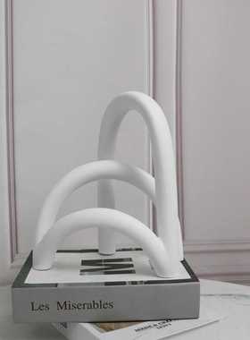 新款直销简约现代白色树脂拱形屏风摆件客厅玄关电视柜书房饰品摆