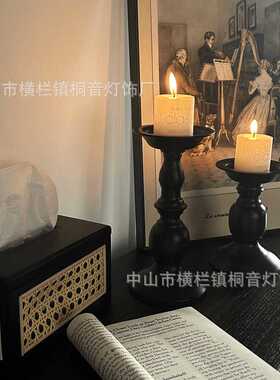 黑色复古铁艺香薰蜡烛台婚庆摆件餐桌家用装饰桌面香薰配套仿古
