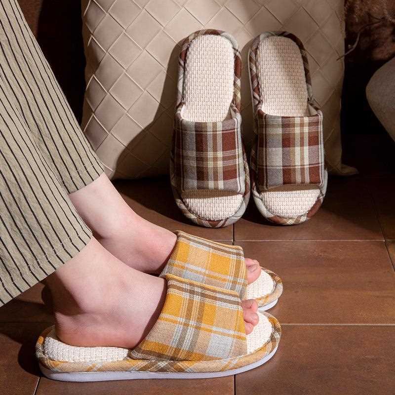 直销新款新款夏季情侣亚麻拖鞋女室内居家用日式防滑四季棉麻凉拖 - 图1