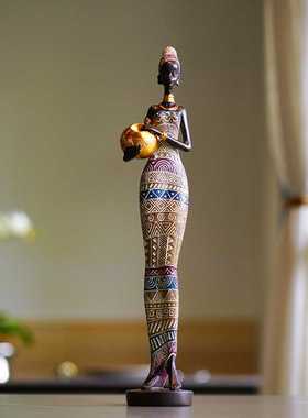 新款直销复古非洲工艺品异域风情黑人妇女人物雕塑摆件家居玄关客