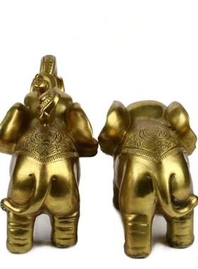 新款直销铜大象摆件一对黄铜财富如意象吸水象家居客厅店铺开业前