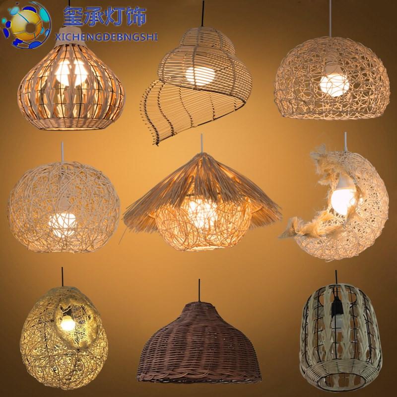 新款直销东南亚藤艺竹艺鸟巢餐厅小吊灯创意日式客厅卧室酒吧海螺 - 图0