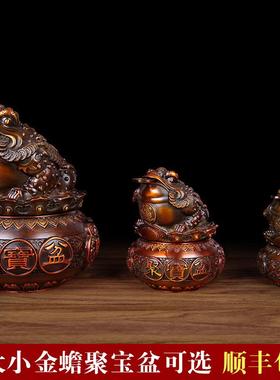 新款直销纯铜金蟾摆件聚宝盆家居装饰办公室桌工艺品三足蟾蜍店铺