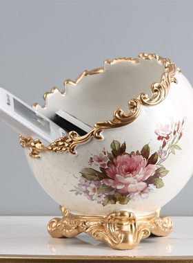 美式轻奢摆件家居饰品玄关钥匙收纳客厅卧室装饰品托盘糖果盒创意