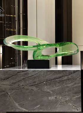 仿琉璃琥珀裴绿色酒店透明摆件现代新中式客厅创意抽象雕塑艺术品