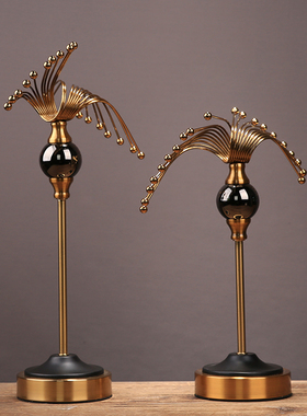 欧式轻奢金属摆件样板房书房办公室客厅电视柜酒柜家居工艺装饰品