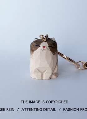 无聊了送ta一对布偶英短当礼物  可爱小猫咪木雕 创意桌面小摆件