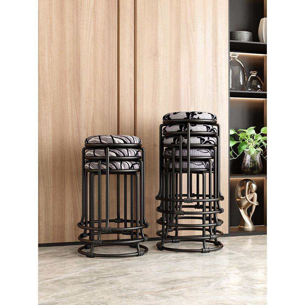 餐欧式皮333凳子家用绒布圆凳客厅沙发凳茶几凳圆钢筋桌凳磨砂形,淘宝优惠券,粉丝福利购,淘宝优惠卷