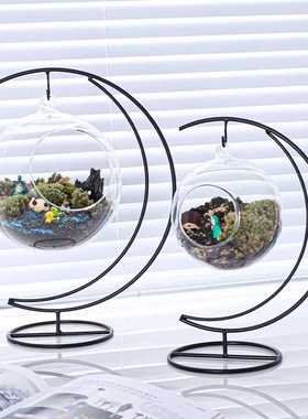 新款直销月亮型微景观玻璃瓶铁支架 吊瓶挂钩铁支架 铁架摇篮娃娃