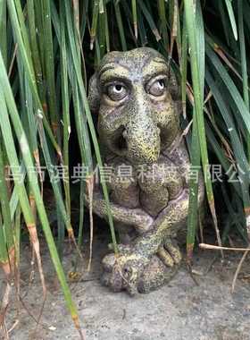 直销新款跨境微观园林工艺品哥特式雕塑铸石巨魔树脂石像鬼树脂工