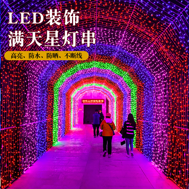 新年装饰彩灯闪灯满天星挂树上灯串小米灯led灯带霓虹灯防水防冻