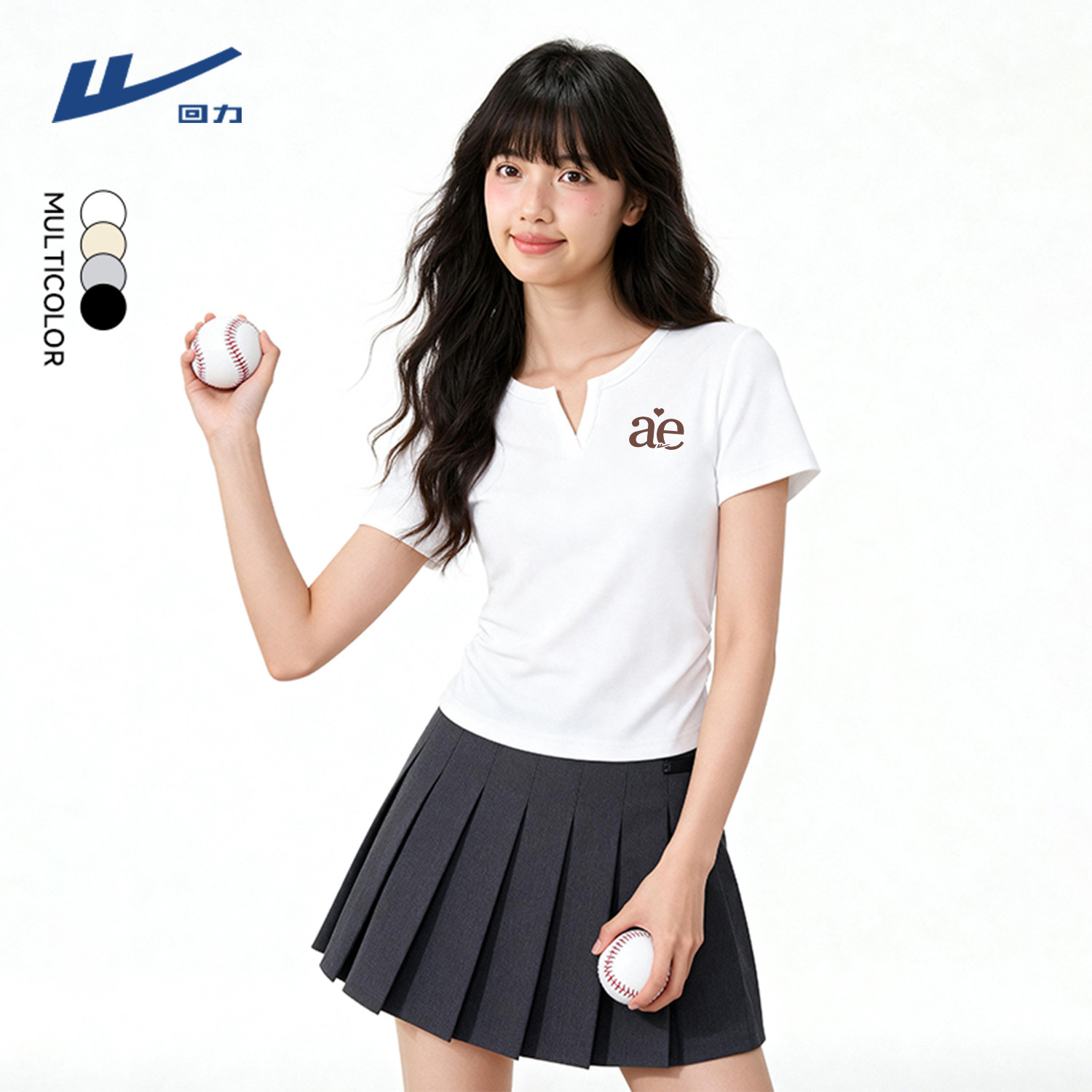 回力短袖女t恤2026新款夏季爆款别致漂亮短款小V领设计感上衣女DD,淘宝优惠券,粉丝福利购,淘宝优惠卷