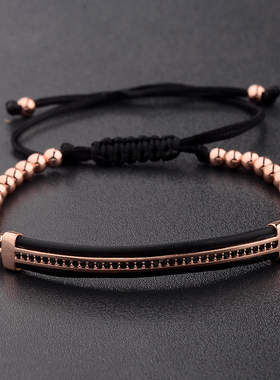 极速Classic  CZ Black Zircon Long Tubes&4MM Copper Beads Mac