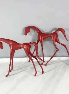 直销新款新中式欧式简约几何镂空意境骏马摆件样板房售楼处软装饰