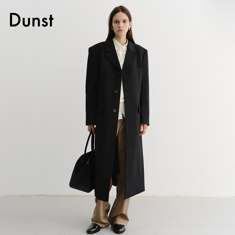 Dunst2025冬季新品中性风单排三粒扣山羊绒大衣外套UDCO4D121,淘宝优惠券,粉丝福利购,淘宝优惠卷