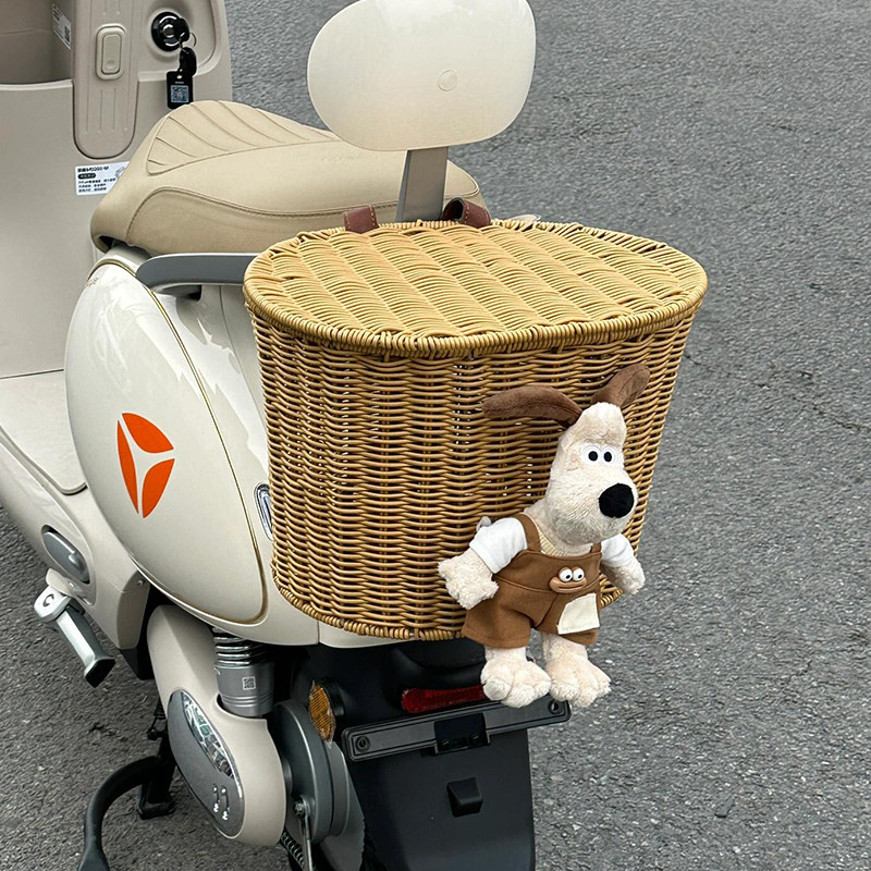 Electric vehicle rear basket Amaya Di universal rattan storage basket front multi-functional helmet storage blue