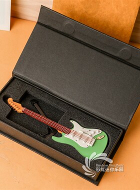 粉色绿色木制迷你民谣吉他模型电吉他摆件男女朋友生日圣诞礼物